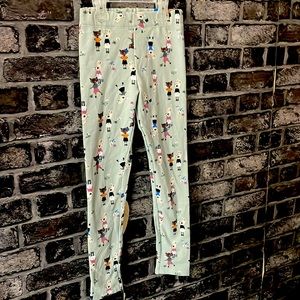 H & M bunny kitten light green leggings size 8